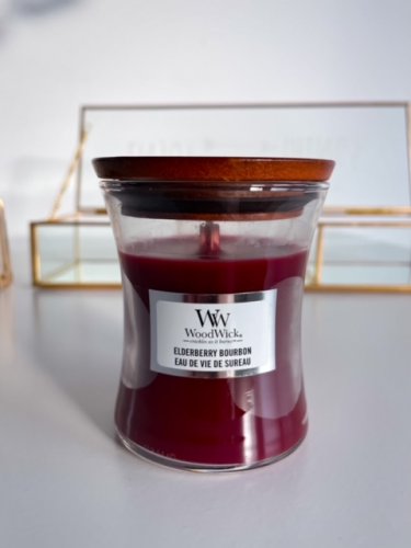 Woodwick Vonná svíčka malá ve skle s dřevěným praskajícím knotem, 89 g