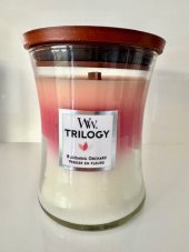 Woodwick Vonná svíčka střední ve skle s dřevěným knotem, 275 g