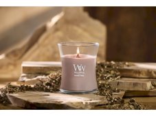 Woodwick Vonná svíčka střední ve skle s dřevěným knotem, 275 g