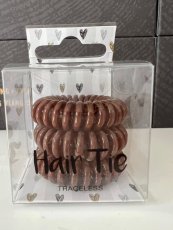 2K Hair Tie Spirálová gumička, 3 ks, hnědá